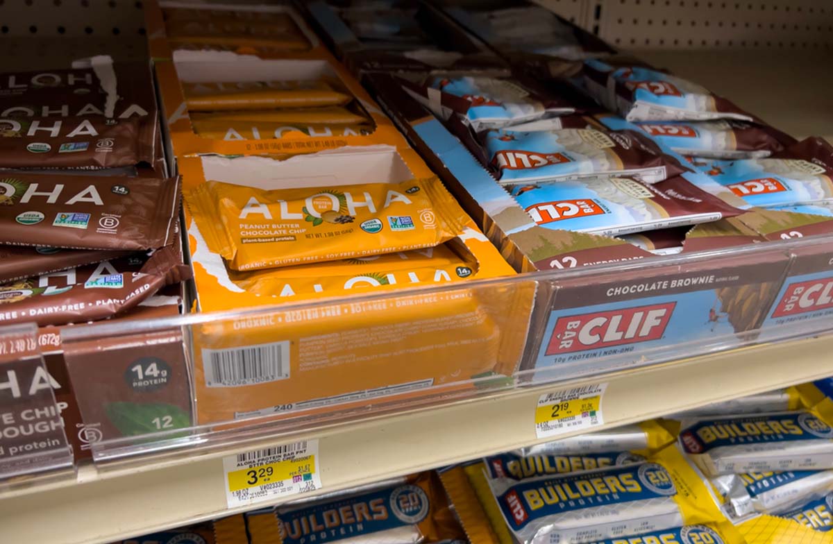 protein bars cost on a shelf