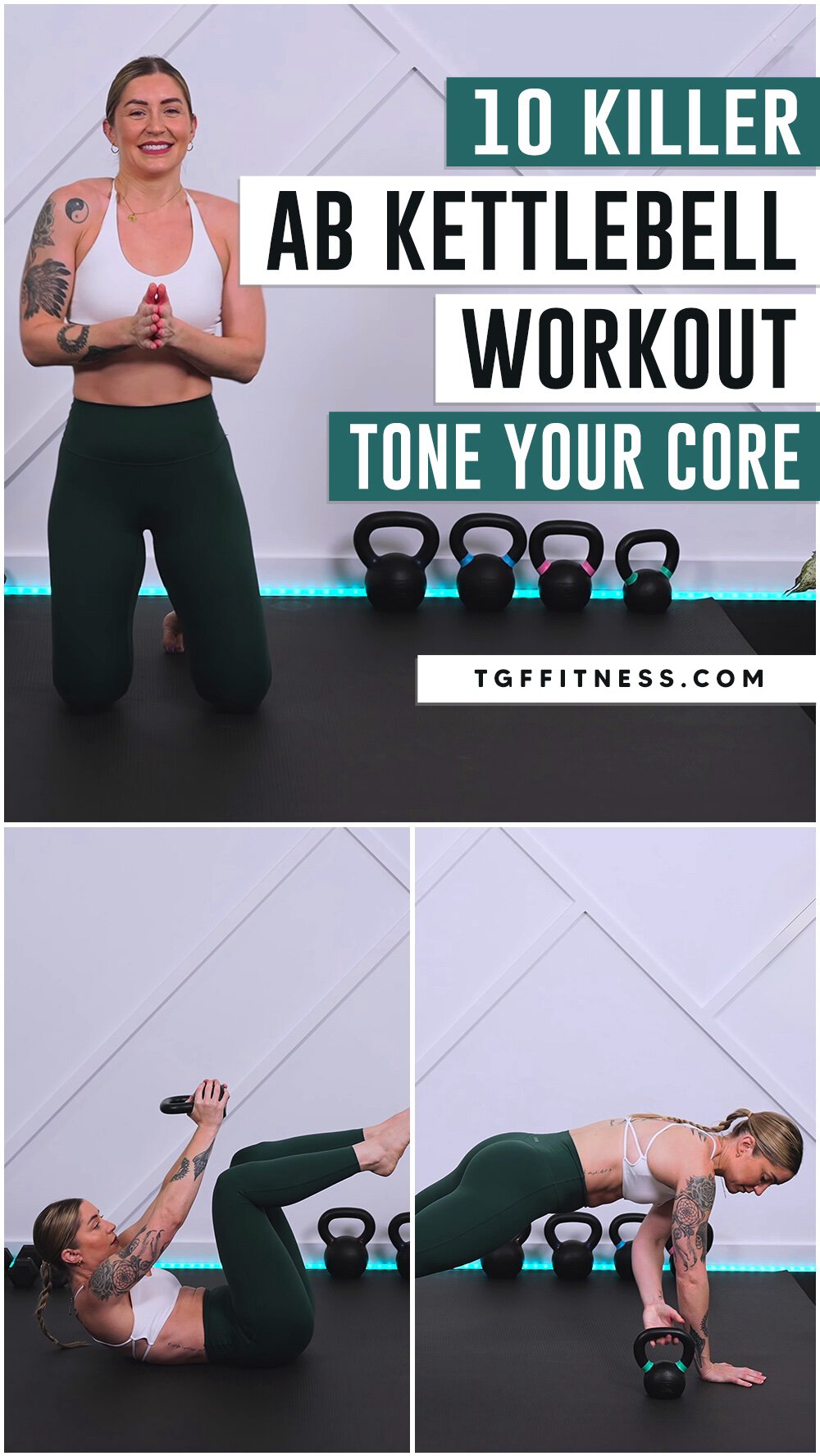 10 Easy KETTLEBELL CORE WORKOUT For Women At Home (15-Minute Routine)