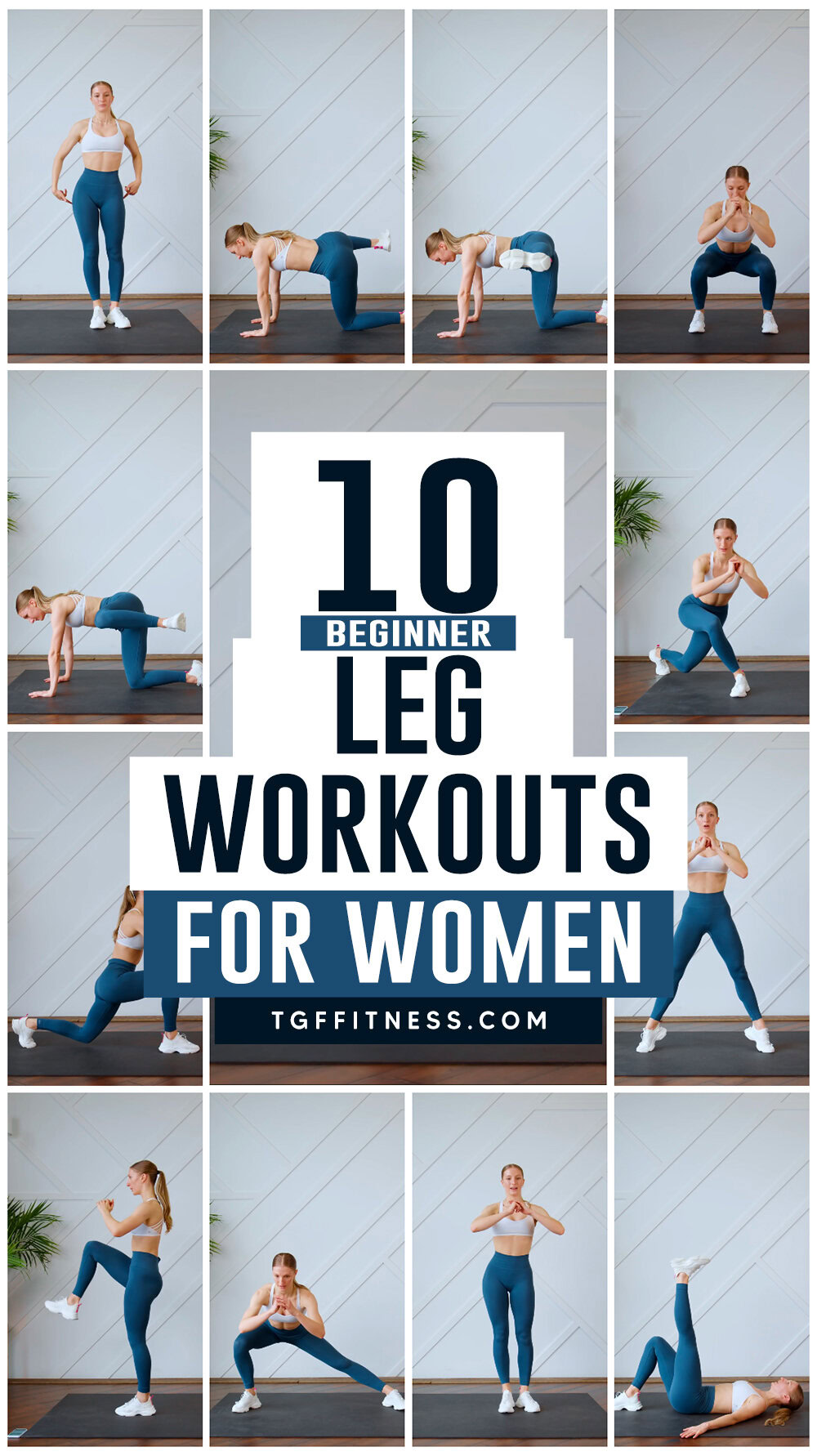 10 Easy LEG WORKOUTS FOR WOMEN At Home (15-Minute Workout)