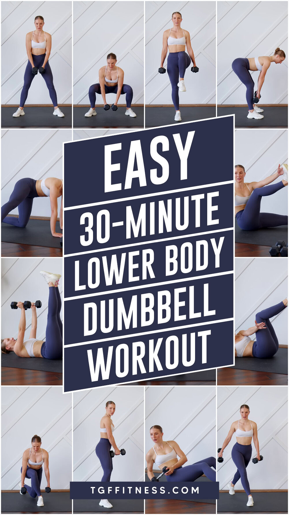 12 Easy LOWER BODY DUMBBELL WORKOUT At Home (30-Minutes)